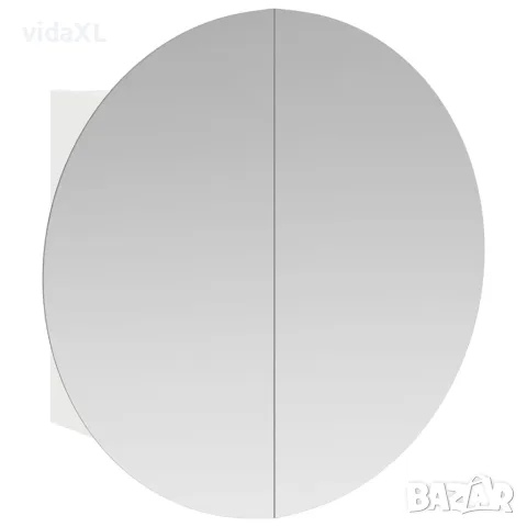vidaXL Шкаф за баня с кръгло огледало и LED, бял, 40x40x17,5 см（SKU: 345579）