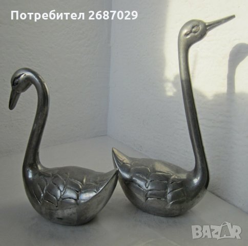  2 бр метални лебеди Фигура  малка пластика, снимка 3 - Статуетки - 29444659