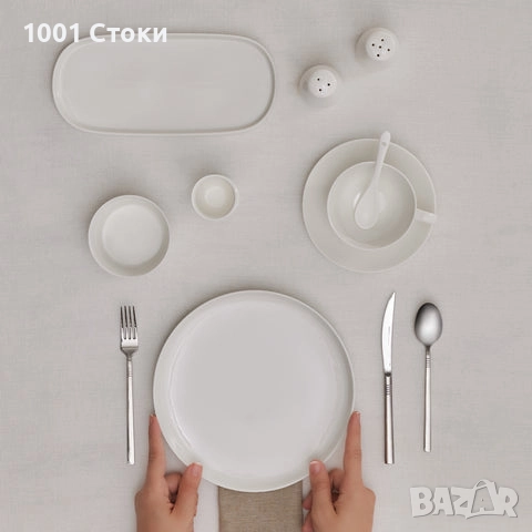 🆕️Голям Сервиз за Закуска от 38части Karaca Stream Pure Favaro Бял Порцелан , снимка 7 - Сервизи - 52047109