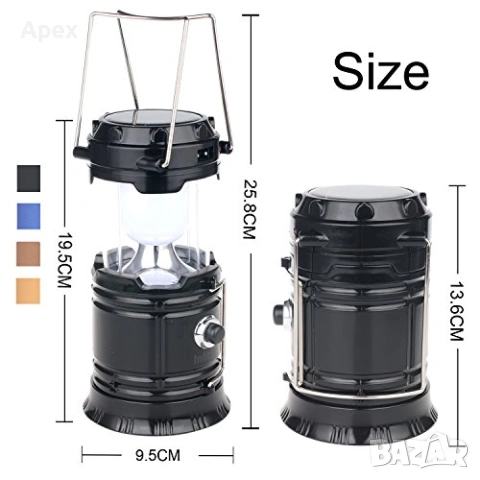 Къмпинг Лампа и Фенер със Соларен Панел.LED COB Фенер със Zoom.Джобно Ножче Army Pocket Knife.Компас, снимка 13 - Къмпинг осветление - 54175569