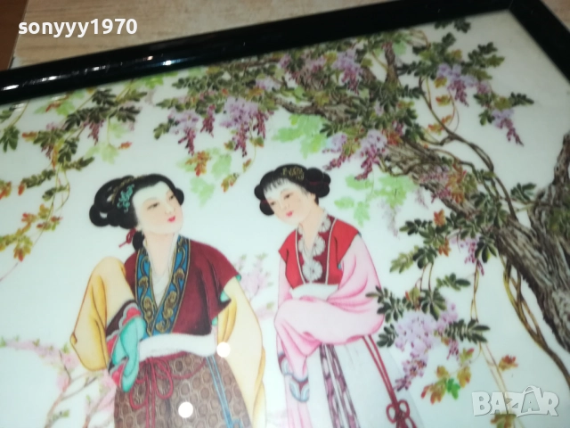 JAPAN-ЯПОНСКА КАРТИНА С РАМКА И СТЪКЛО 0210250836, снимка 2 - Колекции - 51915646