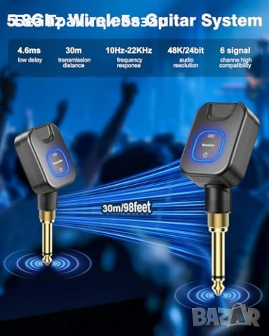 Нов Безжичен предавател и приемник за китара бас 5.8G 24bit с кутия, снимка 2 - Друга електроника - 53876044