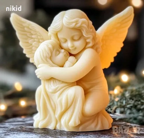 3d Деца ангел ангели прегърнати силиконов молд форма фондан смола поколад свещ гипс декор, снимка 5 - Форми - 49216448