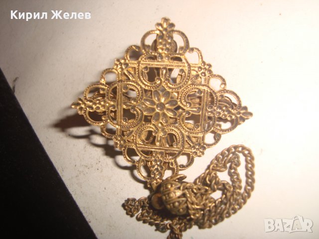 ПРЕКРАСЕН СТАРИНЕН ФИЛИГРАНЕН ПОЗЛАТЕН БРОНЗОВ Ар НУВО ПЕНДАНТ със СКЪПОЦЕНЕН КАМЪК ЛАЗУРИТ 4951, снимка 15 - Антикварни и старинни предмети - 31292797