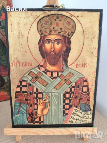 Икона „Св. Василий“ – ръчно рисувана, снимка 2 - Икони - 51625843