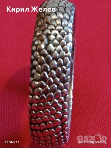 Дизайнерска сребърна гривна Giovanni Raspini Змийска кожа майсторска ръчна изработка 52448, снимка 2 - Гривни - 53005731