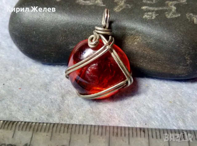 КРАСИВ СРЕБРИСТ ВИНТИДЖ СТИЛ МЕДАЛЬОН АРТ ПЕНДАНТ ЧЕРВЕН КРИСТАЛ ХЕНД МЕЙД БИЖУ 48777, снимка 5 - Колиета, медальони, синджири - 48828824