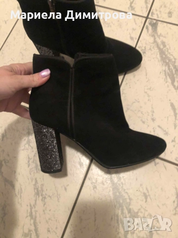 Дамски боти с брокатен ток, снимка 3 - Дамски боти - 52364670