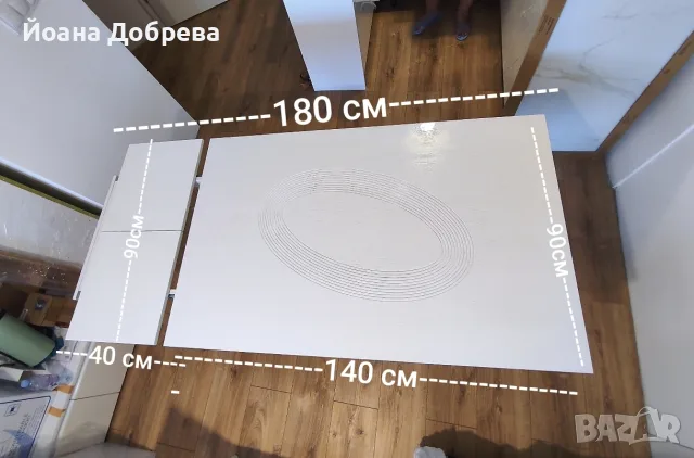 Дървена бяла трапезна маса, снимка 2 - Маси - 56408875