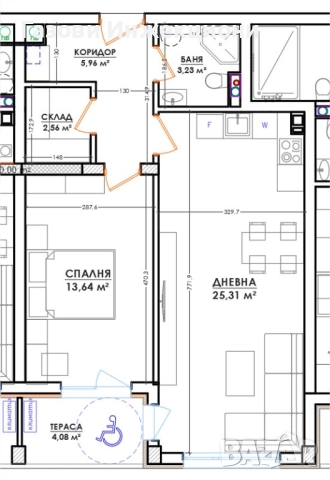Двустаен апартамент 74кв в Азимут 1, снимка 2 - Апартаменти - 52943915
