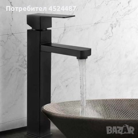 Стилен смесител за мивка за баня, неръждаема стомана, черен, снимка 2 - Други стоки за дома - 47936420