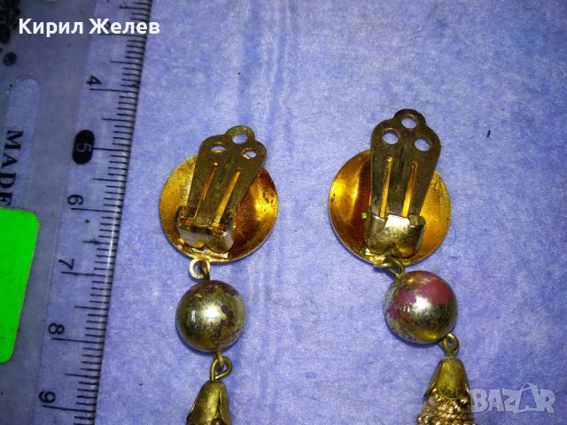 СТАРИ ОРНАМЕНТИРАНИ АЖУРНИ АР НУВО СТИЛ БРОНЗОВИ ОБЕЦИ с ПОЗЛАТА РЕТРО КЛИПС МОДЕЛ 37102, снимка 8 - Антикварни и старинни предмети - 40684798