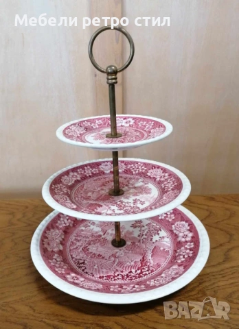 Елегантна триетажна поставка за сервиране от " Villeroy & Boch" с непредходния мотив на Бургенланд , снимка 6 - Чинии - 53924933