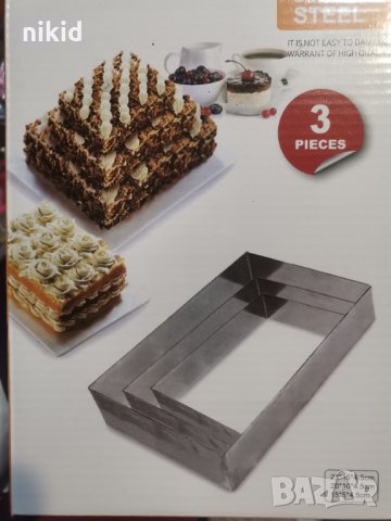3 големи правоъгълника правоъгълник ринг форма метална за торта блат кекс метални