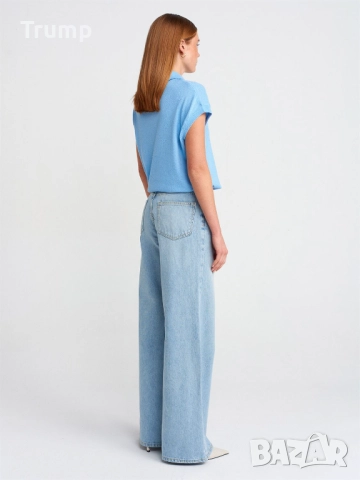 Дънков панталон Snow Wash Wide Cut - светлосин, снимка 4 - Дънки - 52219118