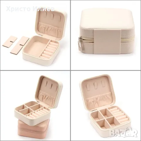 Кутия за бижута Органайзер съхранение на обеци, пръстени, гривни, колиета Бял Розов Зелен , снимка 2 - Други - 48510995