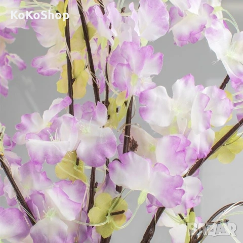 Декоративни клонки с цветя и LED светлини-135 см, снимка 3 - Изкуствени цветя - 53275560