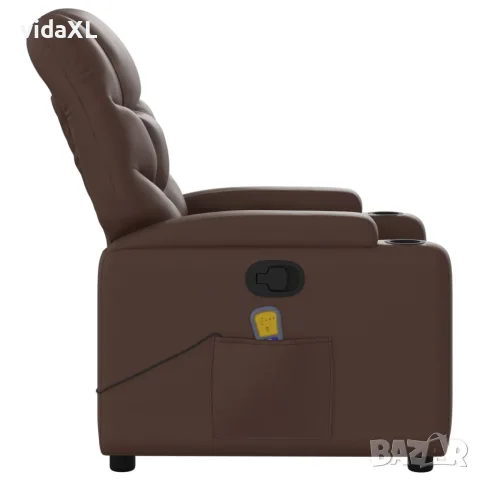 vidaXL Масажен наклоняем стол, кафяв, изкуствена кожа, снимка 5 - Дивани и мека мебел - 56147380
