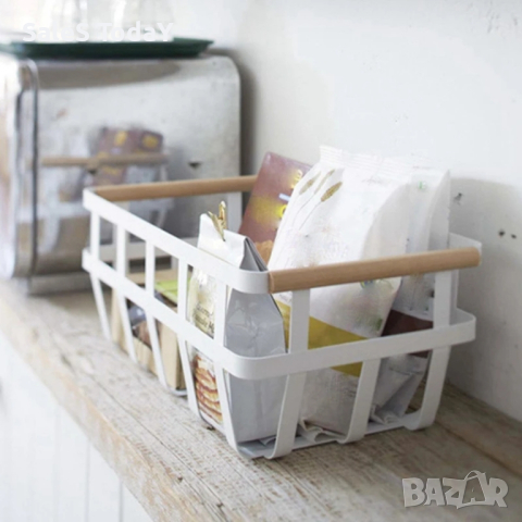 Кошница за плодове и зеленчуци, бяла, меташна