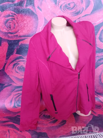 Цикламено памучно яке тип сако 2ХЛ , снимка 3 - Якета - 51355994