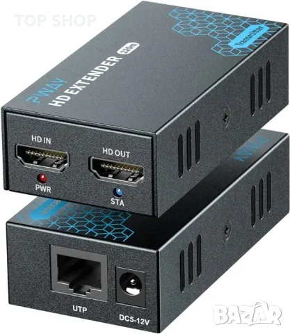 PW-DT243 HDMI удължител през IP, 1080p над 394 фута (120 м) Ethernet Cat5e/6 кабел