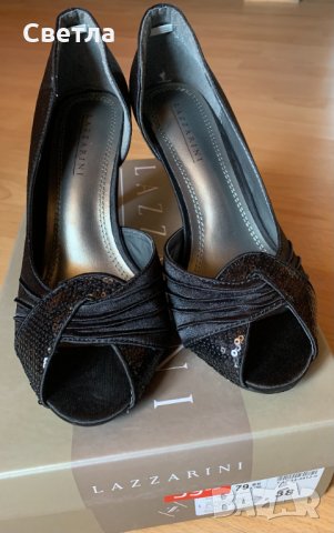 Обувки, официални, Lazzarini, сатен, № 38-39, снимка 3 - Дамски елегантни обувки - 24103296