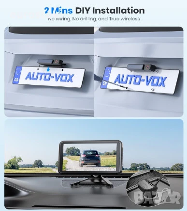 AUTO-VOX комплект соларна камера за заден ход с монитор, монитор 5 инча безжична HD камера , снимка 7 - Аксесоари и консумативи - 51291471