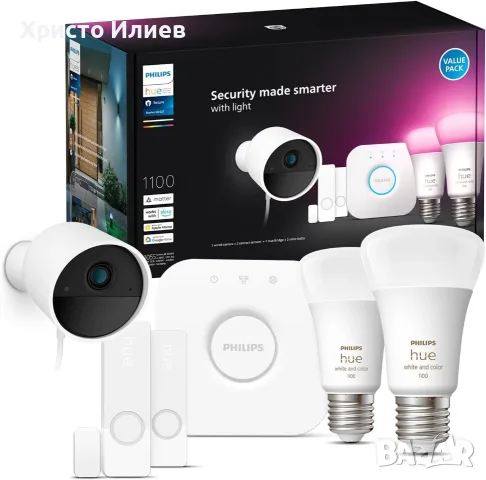 Philips Hue Secure Starter Kit Комплект осветление и камера сензори