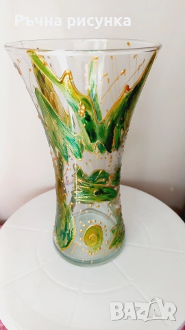Големи ръчно рисувани стъклени вази, снимка 2 - Декорация за дома - 47083242