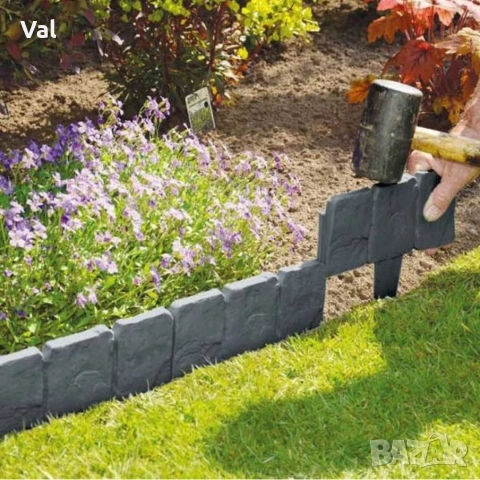 Каменна градинска ограда с визия на естествен камък – комплект 10 броя, снимка 9 - Градински мебели, декорация  - 53052502