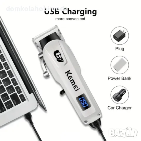 Професионалнa машинка Kemei, LED дисплей,Регулируема глава, USB-Презареждаща батерия,, снимка 2 - Друга електроника - 48062447
