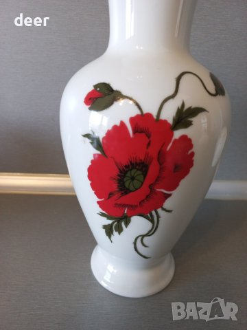 Баварска  ръчно нарисувана порцеланова  ваза, снимка 3 - Вази - 44195153