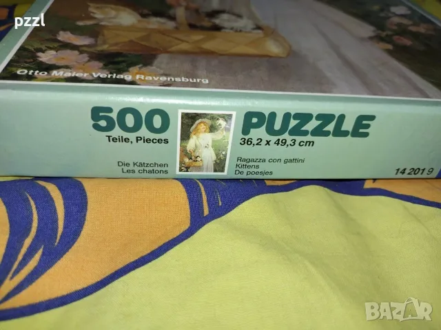 Пъзел "Момиче с котенца ” Ravensburger 1986г. 500 части, снимка 2 - Пъзели - 56077473
