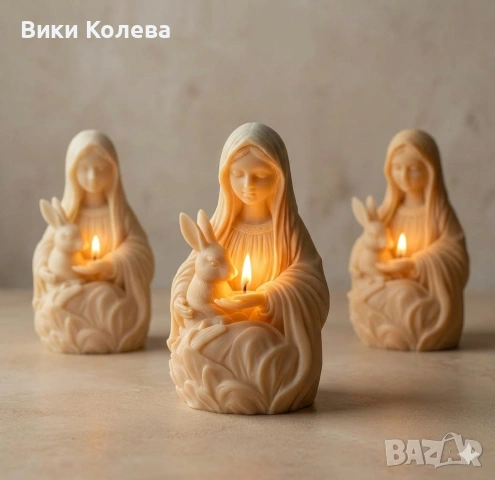 Силиконов молд Дева Мария със зайче и Исус Христос, снимка 4 - Форми - 53892391