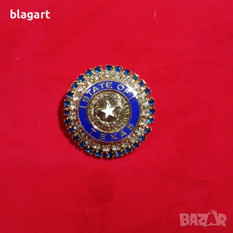значка,медал Тексас- САЩ -сини,бели камъчета, снимка 2 - Други ценни предмети - 48658244