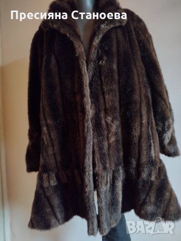 Tissavel Франция Sears изкуствена кожа кафяво палто, снимка 6 - Палта, манта - 34401453