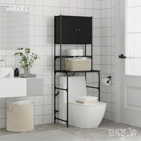 vidaXL Шкаф за пералня, черен, 68x48,5x194 см, снимка 4 - Шкафове - 56148234