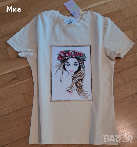 Дамска бежова тениска., снимка 1