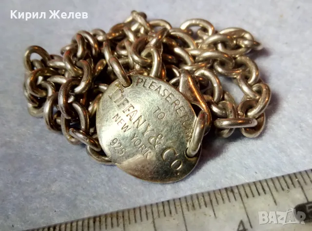 TIFFANY & Co. РАЗКОШНО БУТИКОВО СРЕБЪРНО КОЛИЕ ЧОКЪР ЛАНЕЦ СРЕБРО 925 ТИФАНИ с БЯЛА ПОЗЛАТА 48566, снимка 10 - Колиета, медальони, синджири - 48477005