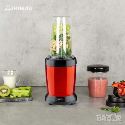Нутри блендер Homa Rossy, 1200W, 6 ножа, 2 чаши, червен, снимка 2 - Други - 48524232