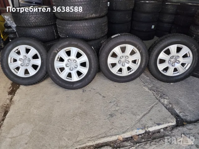 Алуминиеви джанти 16 5х112 с отвор 66.5за Ауди с зимни гуми 215 65 16, снимка 2 - Гуми и джанти - 49842965