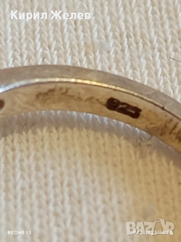 Винтидж сребърен пръстен с ювелирно инкрустиран диамант МОЙСЕНИТ майсторска ръчна изработка 11893, снимка 9 - Пръстени - 52848109