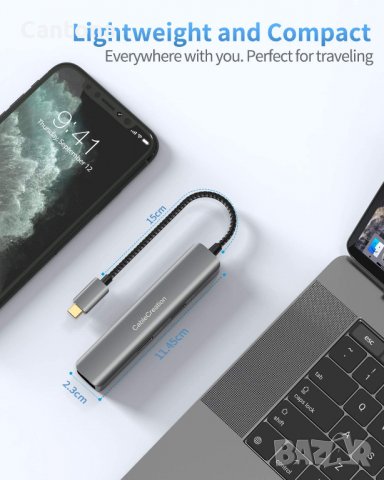 USB C хъб 6 в 1 CableCreation с 4K HDMI, Ethernet Gigabit порт, 3хUSB 3.0, снимка 4 - Други - 35109144