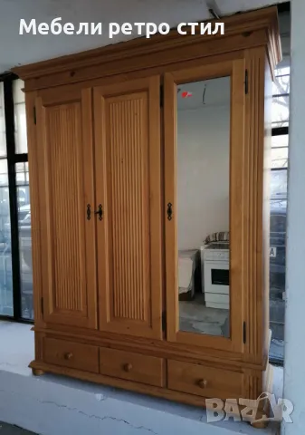 Нов гардероб от иглолистно дърво. Пълен масив. Размери; ширина - 140 см височина - 190см. Цена 990лв, снимка 2 - Гардероби - 49360187