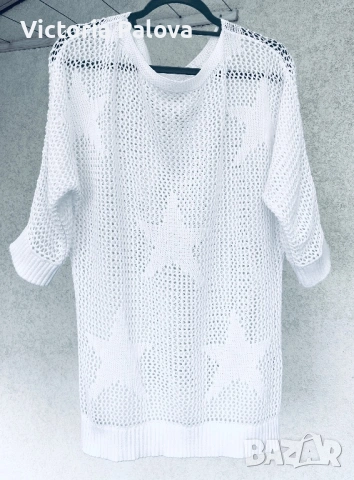 Модерна ажурна блуза органик памук, снимка 2 - Блузи с дълъг ръкав и пуловери - 54019806