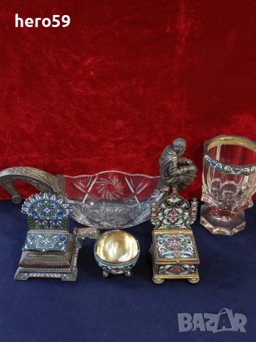  Царска русия!лот от среърни 84 артикули-сребро, кристал, емайл,цени 2500-6000 евро/сребърна чаша/, снимка 6 - Антикварни и старинни предмети - 38144405