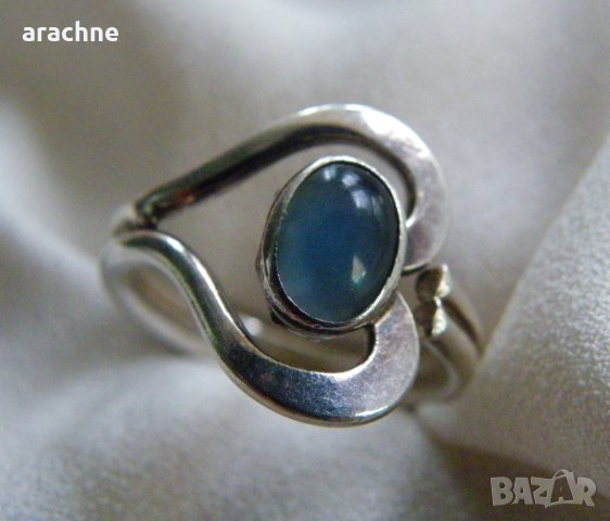 Сребърен пръстен с аквамарин, снимка 6 - Пръстени - 30864432