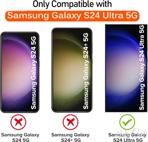 Калъф ivoler за Samsung Galaxy S24 Ultra 5G 6.8” с 2 броя протектор за екран от закалено стъкло, снимка 2 - Калъфи, кейсове - 44277781