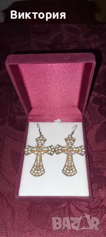Обеци с кръст , снимка 2 - Обеци - 47420201