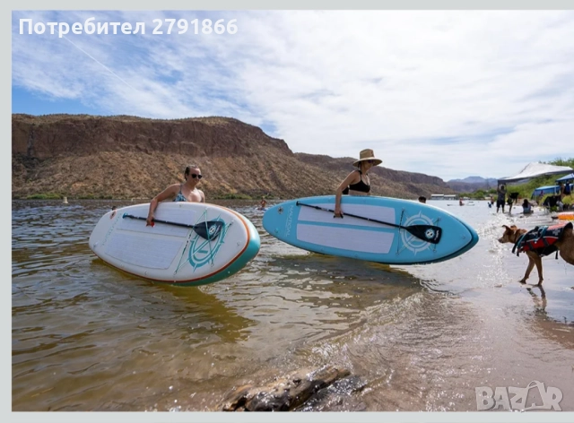 Надуваема дъска за гребане, падълборд iROCKER Nautical GO Cruiser 10'6" бяло/син , снимка 14 - Водни спортове - 52407884